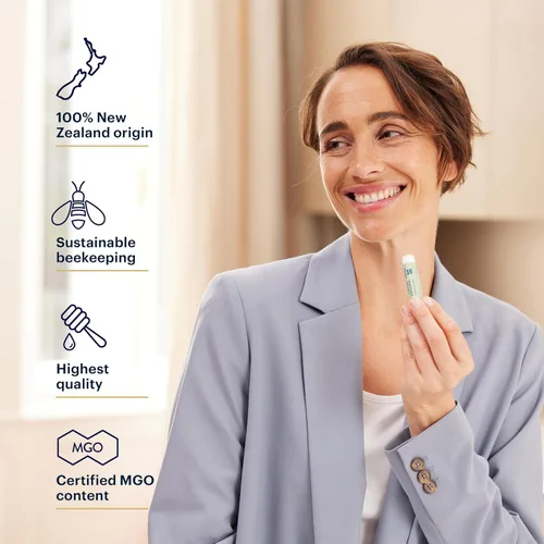 Vista 4 de Manuka Health Lip Rescue - Bálsamo labial de 0.16 onzas para labios secos y agrietados, bálsamo labial 100% natural con miel de manuka y cera