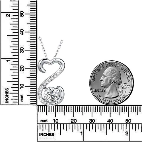 Vista 7 de APOTIE Collar de plata de ley 925 con corazón abierto, colgante de circonita cúbica, regalo de joyería para mamá, niñas y mujeres, Metal, Circonia