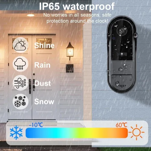Vista 6 de Winnes Timbre inalámbrico con cámara timbre inalámbrico sin suscripción Características una pantalla de 4.3 pulgadas, lente gran angular de 170°