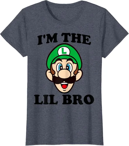 Vista 12 de Super Mario Camiseta de retrato Luigi I'm The Lil Bro, Blanco