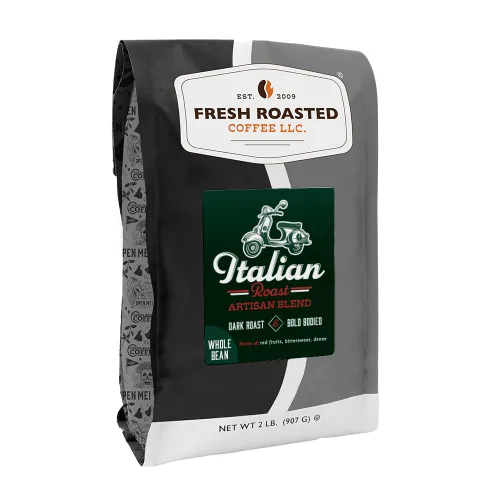 Vista 70 de Fresh Roasted Coffee, Blackbeard's Revenge, 12 onzas, tostado medio, Kosher, grano entero