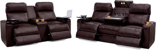 Vista 14 de Seatcraft Octavius - Sofá marrón con asiento de cine en casa con mesa
