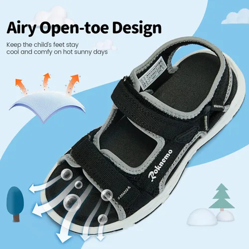 Vista 3 de Sandalias deportivas de verano para niños y niñas, unisex, con puntera abierta, para playa, senderismo, al aire libre (niños pequeñosniños grandes)