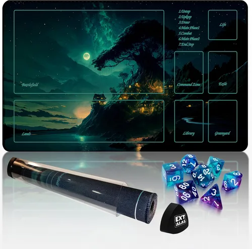 Vista 26 de Tapete MTG TCG -Incluye tubo de almacenamiento y 7 dados-¡Experimenta calidad de primer nivel y alfombrilla impermeable y antideslizante con bloqueo