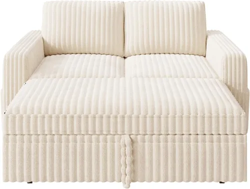Vista 6 de HONBAY Sofá cama modular extraíble, sofá biplaza de pana, sofás para sala de estar, beige