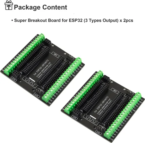 Vista 7 de 2 unidades para ESP32 Super Breakout Board 3.81mm / 0.15" Bloques de terminales GPIO Placa de expansión 3 tipos de salida para módulo ESP32