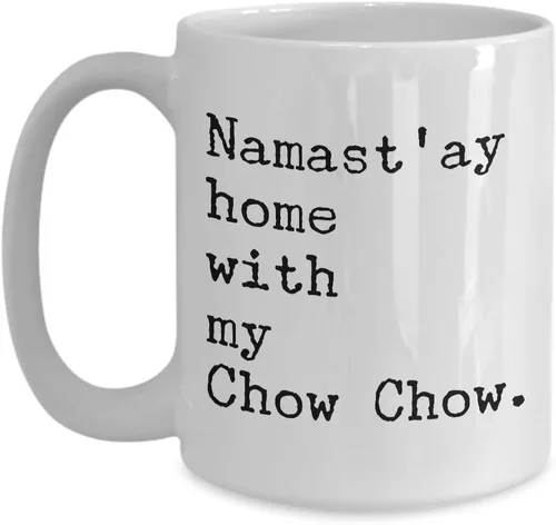 Vista 7 de Perro Chow Chow Regalos – NAMAST 'ay casa con mi Chow Chow taza de café, 11onza, Blanco