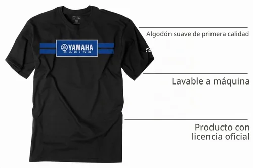 Vista 2 de Factory EFFEX 19-87204 Yamaha Racing Stripe Camiseta - Negro - Grande