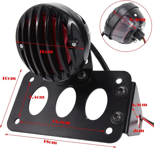Vista 2 de Rich Choices - Luces traseras de motocicleta con soporte lateral para matrícula, luces de freno integradas, luz de stop, impermeables, de aluminio