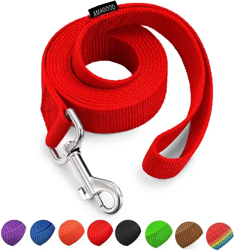 Vista 10 de AMAGOOD 6 pies de correas para cachorros/perros, correa de estilo tradicional resistente con gancho de cuello fácil de usar, correa para perros Negro