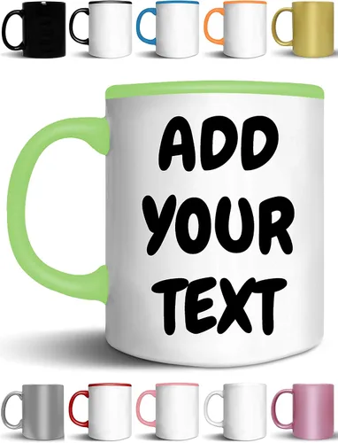 Vista 6 de Tazas de café personalizadas, añade tu nombre, texto o letras, tazas de cerámica personalizadas con varios colores y fuentes, taza con monograma