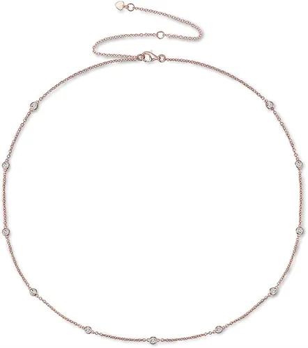 Vista 2 de Tirafina Juego de pulsera con bisel de diamante, aretes de gota lineales de diamante y collar de diamante por yarda, juego de regalo, plata chapada