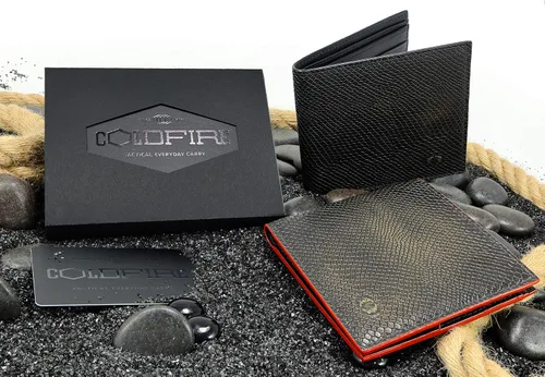 Vista 5 de ColdFire Cartera delgada Snake Eye - 8 ranuras para tarjetas - Bloqueo RFID - Cartera de cuero plegable para hombre - Diseño de múltiples