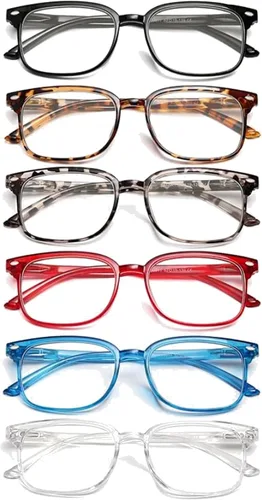 Vista 11 de NOVIVON Reading Glasses for Women, Reading glasses men, Blue Light Blocking Readers, Computer eye glasses, Cheaters *Paquete A1 6 Multicolor