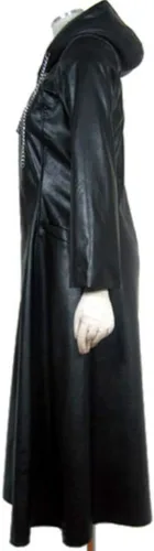 Vista 2 de Poetic Walk Disfraz de anime para hombre, abrigo de cuero, capa, chaqueta, traje de Halloween