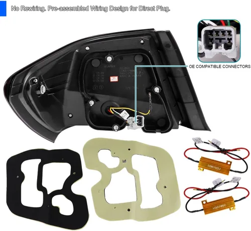 Vista 4 de SPEC-D TUNING Luces traseras secuenciales negras con barra LED blanca compatibles con Subaru Impreza/Impreza WRX 2008-2011, conjunto de par