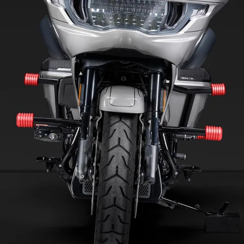 Vista 8 de Advanblack Protector de motor 2009-2026 plano Protek rendimiento delantero alto paso barra de choque para Harley Touring Street Glide Road King Rojo