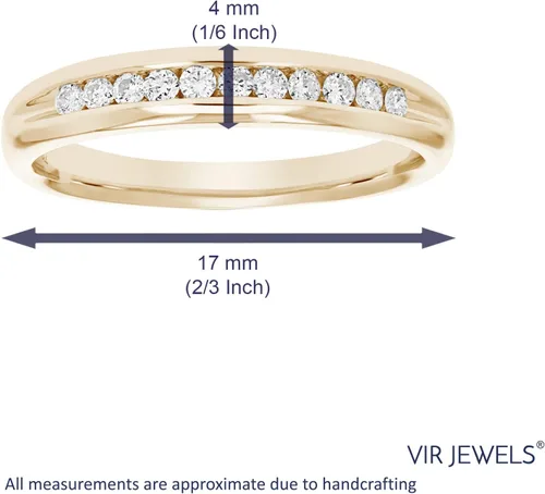 Vista 4 de VIR JEWELS Alianza de boda de diamante de 1/4 quilates a 1 cttw para mujer, anillo de boda de diamante de ajuste cómodo en juego de canales de oro