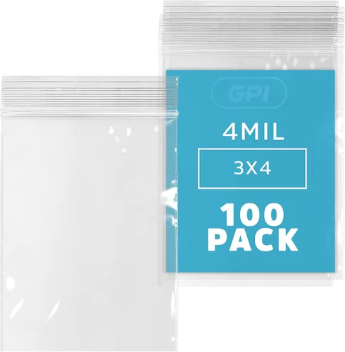 Vista 20 de Bolsas reutilizables de plástico transparente con cremallera – Paquete de 100 unidades GPI a granel de 2 x 3 pulgadas de grosor, resistentes