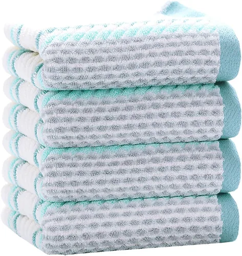 Vista 15 de Pidada Juego de 2 toallas de mano con patrón de rayas, 100% algodón, suave, absorbente, toalla decorativa para baño (marrón)