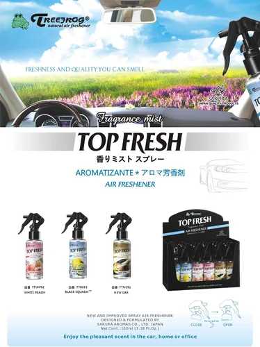 Vista 3 de Paquete de 5 ambientadores Treefrog New Car Scent Fragrance Mist Spray Tree Frog Top Fresh