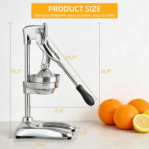 Vista 6 de Exprimidor manual, prensador manual de acero inoxidable resistente, exprimidor de limón para granadas, naranja, lima
