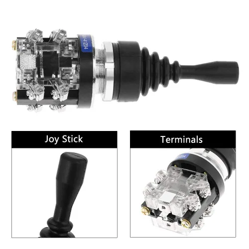 Vista 9 de Interruptor de palanca de mando de 4 posiciones 4NO Spring Return Momentary Joy Stick Reemplazo para HKAI-41Z04