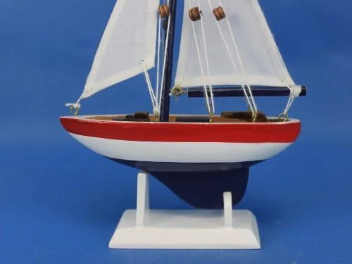 Vista 7 de USA Sailer 9" - Pequeño velero de madera - Modelo de decoración de velero - Nautical Them