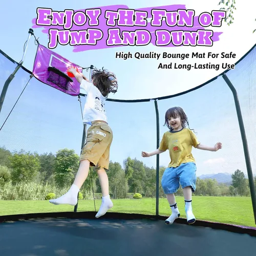 Vista 4 de 14FT Trampoline Outdoor for Kids with Safety Enclosure Net and Ladder, ASTM Approved Recreational Trampoline, Support 450LBS