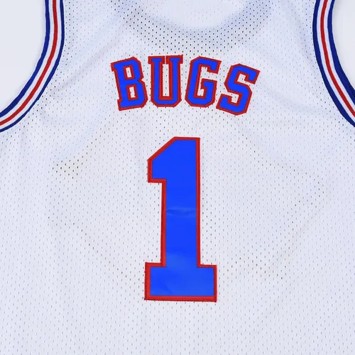 Vista 3 de Camiseta de baloncesto para hombre adulto #1 Bugs#10 Lola Costume Camisa de Halloween 90s Space Movie Jersey BlancoGris XS-XXL