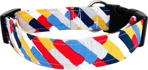 Vista 3 de Collar de perro New Wave en rayas rojas (XS)