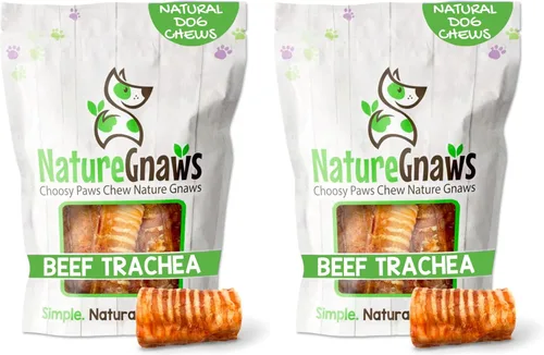 Vista 13 de Nature Gnaws Masticables de tráquea de ternera para perros de 3 pulgadas (12 unidades) – Huesos masticables naturales crujientes de larga duración