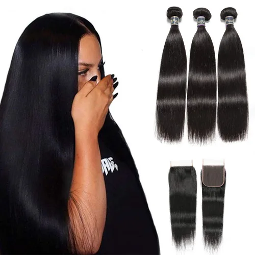Vista 10 de Extensiones de cabello, liso, malasio, calidad 9A