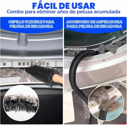 Vista 5 de Holikme Kit limpiador de ventilación de secadora, accesorio de manguera de Negro