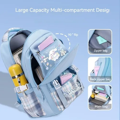 Vista 5 de Mochila Linda para Mujeres y Hombres, Bolsa Ita Mochila Kawaii Cutecore Grunge Y2K Mochila de Día Bolsa de Hombro Bolsa de Libros Mochilas, Azul