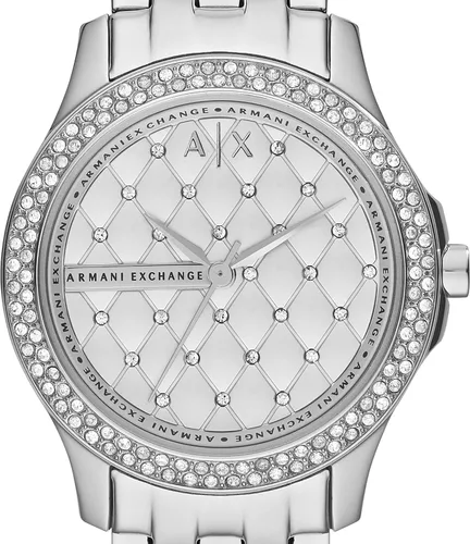 Vista 3 de AX ARMANI EXCHANGE Reloj de acero inoxidable plateado de tres manecillas para mujer (Modelo AX5215), plateado Glitz