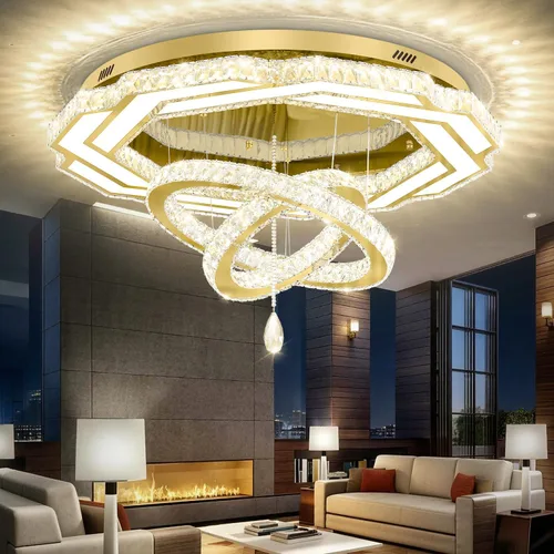 Vista 14 de Flashing God Candelabros de cristal modernos de 12 pulgadas, lámpara de techo de montaje empotrado, mini lámpara LED regulable para pasillo, lámpara