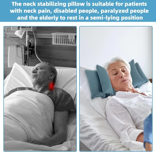 Vista 5 de Almohada estabilizadora de cuña para el cuello para dormir para mantener la cabeza recta, almohadas de posición de cabeza de cuña para ancianos