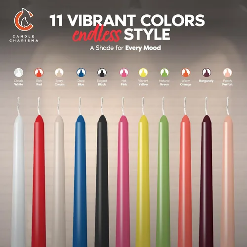 Vista 6 de Peach - Velas cónicas de 10 pulgadas, paquete de 12 velas de primera calidad, sin perfume, sin goteo y sin humo, para decoraciones de cumpleaños