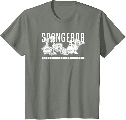 Vista 85 de Bob Esponja Vintage Group Simple Logo Camiseta, Negro