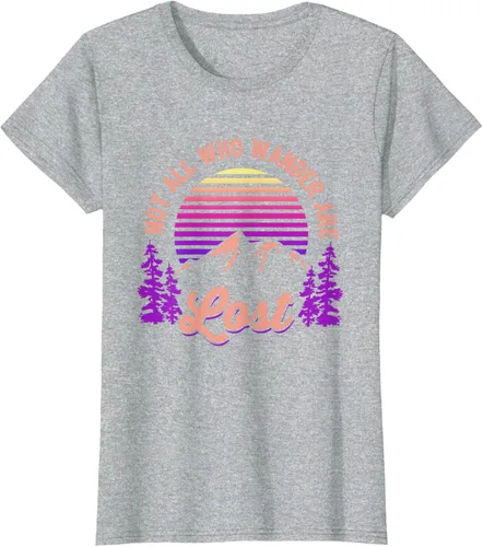 Vista 26 de Not All Who Wander Are Lost Vintage Mountains - Camiseta de senderismo, Negro, S