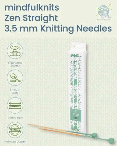 Vista 2 de mindfulknits Agujas de tejer de madera de haya rectas de primera calidad, tamaño 4 de EE. UU., 0.138 in - 13.8 in de longitud, juego de agujas