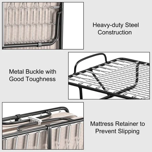 Vista 5 de GORELAX Cama plegable individual con colchón de 4 pulgadas para adultos, juego de cama portátil pequeño con marco de cama de metal, cama plegable