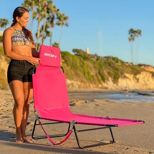 Vista 2 de EASYGO PRODUCTS Silla de césped, tumbona, 2 patas, soporte de material de poliéster, respaldo reclinable, almohada ideal para playa, hogar, patio