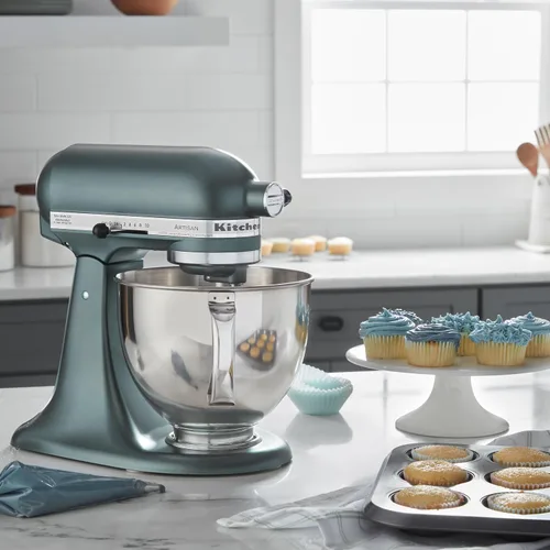 Vista 4 de KitchenAid Artisan Series Batidora de Pie con Cabezal Inclinable de 5 Cuartos, KSM150PS, Juniper