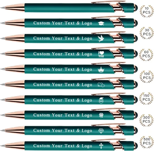 Vista 10 de Bolígrafos personalizados a granel, bolígrafos personalizados con nombre/logotipo en ambos lados, regalo de tinta negra, bolígrafo grabado con lápiz
