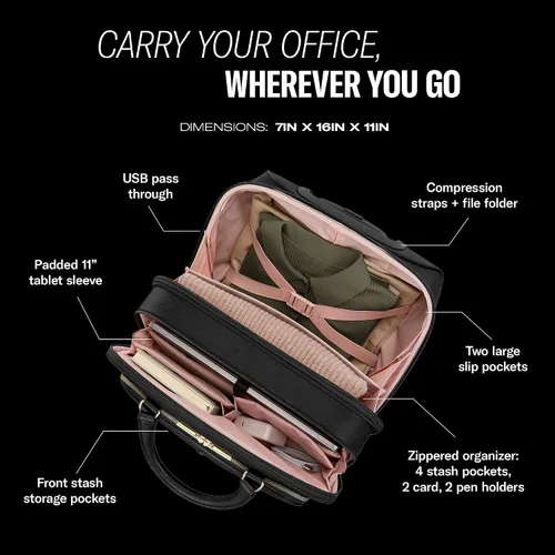Vista 3 de Samsonite Mobile Solutions 2 Spinner Mobile Office - Bolsa de mano con ruedas para laptop con paso USB, fundas acolchadas para laptop y tableta