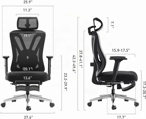 Vista 3 de Hbada P5 Silla de oficina ergonómica, silla de escritorio con soporte lumbar y altura ajustables, silla de computadora cómoda de malla
