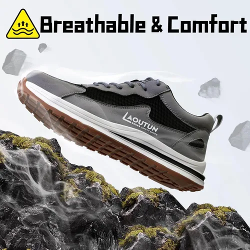 Vista 3 de Zapatos deportivos con punta de acero para hombre, zapatos ligeros para hombre, zapatos de trabajo cómodos, zapatos de seguridad con amortiguación