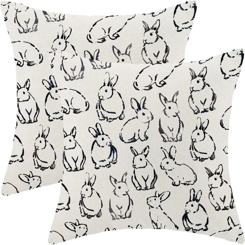 Vista 12 de Juego de 2 fundas de almohada de Halloween de 16 x 16 pulgadas, fundas de almohada de murciélagos negros y crema, fundas de cojín decorativas